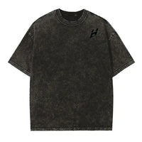 (Dusk Black) Edge Frayed Vintage Washed T-Shirt - 250 GSM