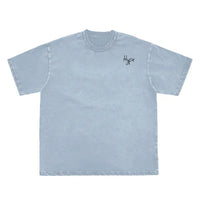 Double Neckline Scattered Edge Frayed Vintage Washed T-Shirt - 250 GSM