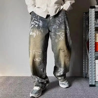 Graffiti Printed Baggy Jeans