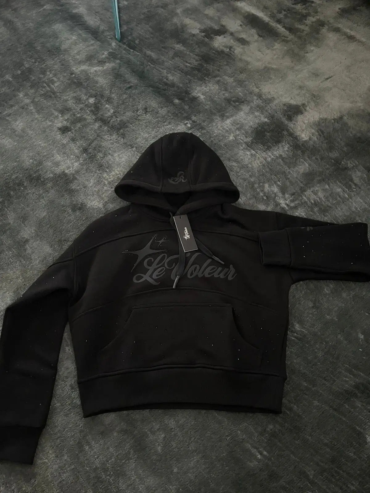 Black Embroidery Hoodie