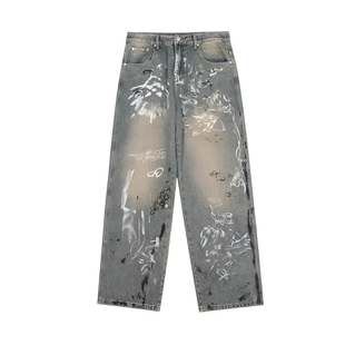 Graffiti Printed Baggy Jeans